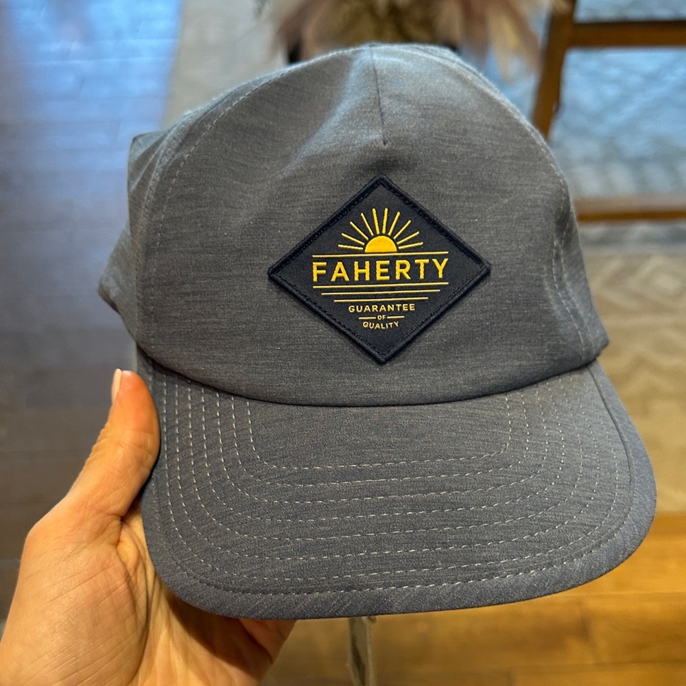 Faherty Faded Navy Cap with Yellow Patch